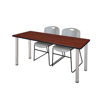 Kee Rectangle Tables > Training Tables > Kee Table & Chair Sets, 72 W, 24 L, 29 H, Cherry MT7224CHBPCM44GY